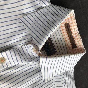 Robert Talbott: white and blue striped shirt